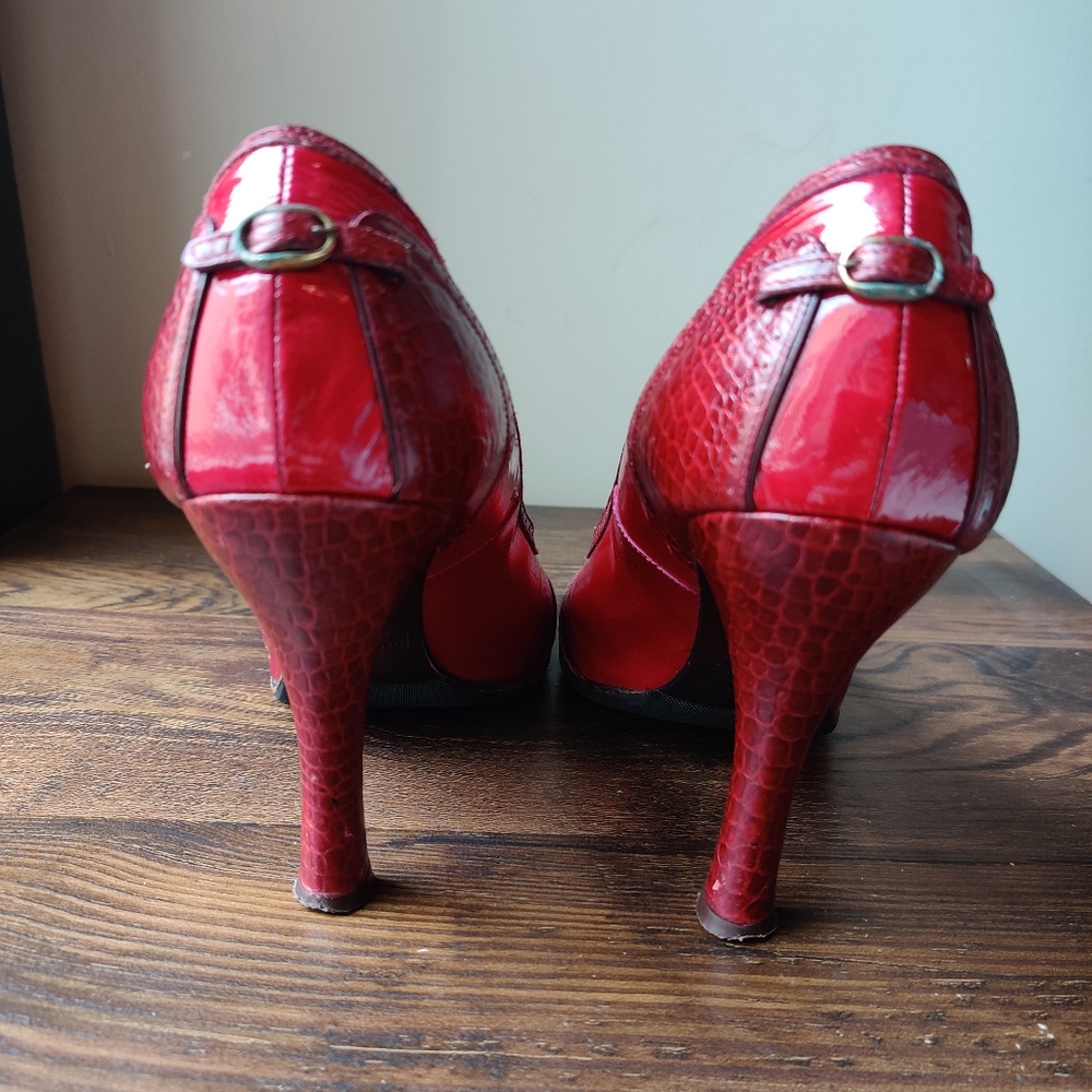 Marc Jacobs Red Patent Leather Pumps Heels 10 / 41.5 - Picture 7 of 15